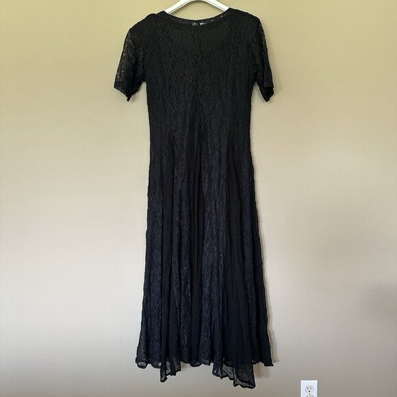 Vintage Black Lace Maxi Dress Women S Whimsigoth Victorian Witchy Gothic Vampire - Picture 3 of 8
